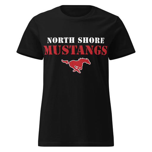 North Shore High School Mustangs Women's Black SoftStyle T-shirt 017