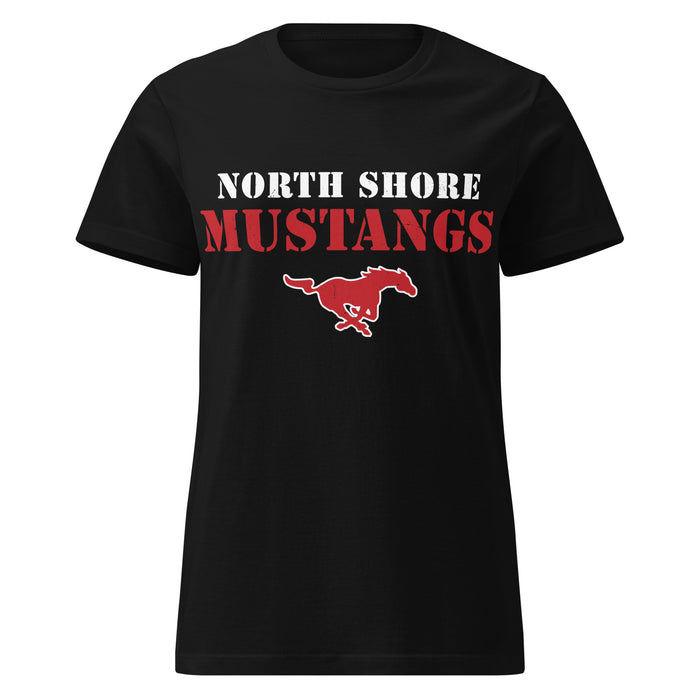 North Shore High School Mustangs Women's Black SoftStyle T-shirt 017