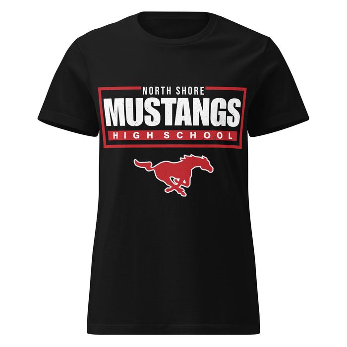 North Shore High School Mustangs Women's Black SoftStyle T-shirt 049