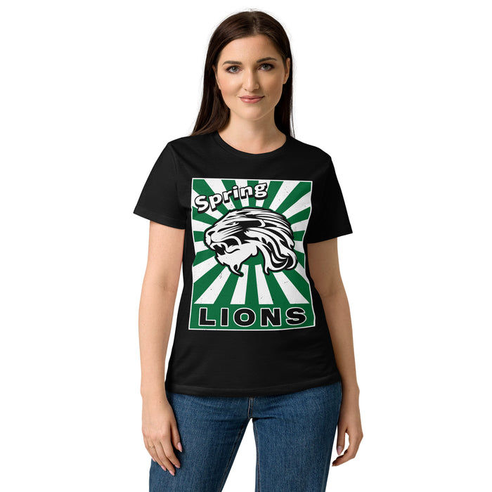 Front view of Spring High School Lions Women's Black SoftStyle T-shirt 226