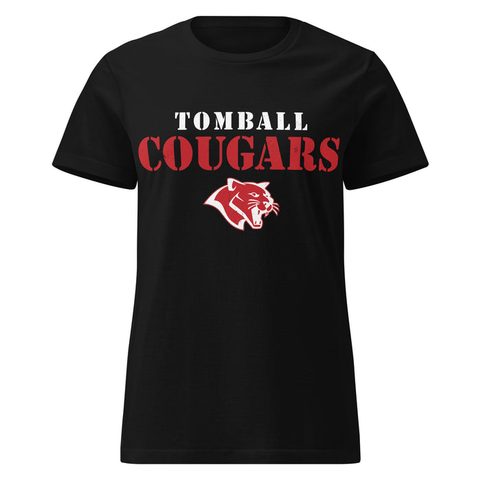 Tomball High School Cougars Women's Black SoftStyle T-shirt 017