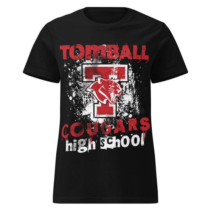 Tomball High School Cougars Women's Black SoftStyle T-shirt 205