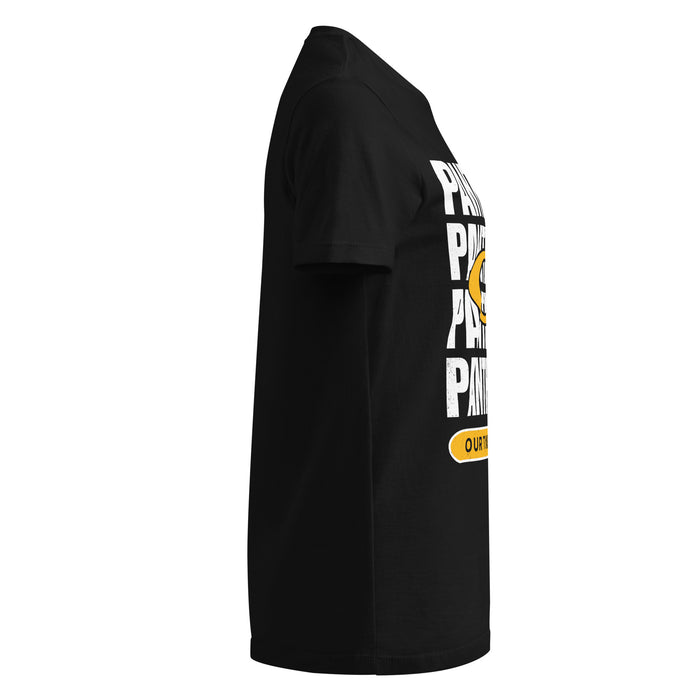 Side view of Klein Oak High School Panthers Women's Black SoftStyle T-shirt 235