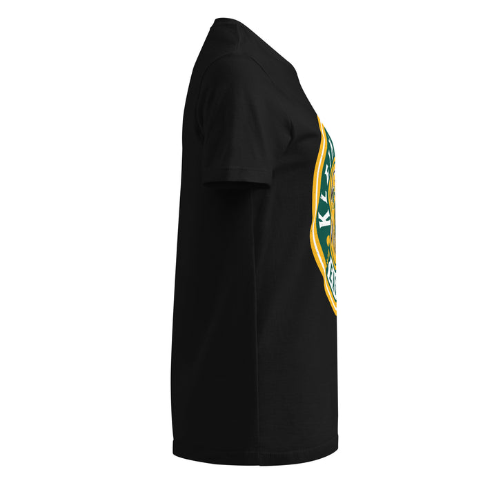 Side view of Klein Forest High School Golden Eagles Women's Black SoftStyle T-shirt 220