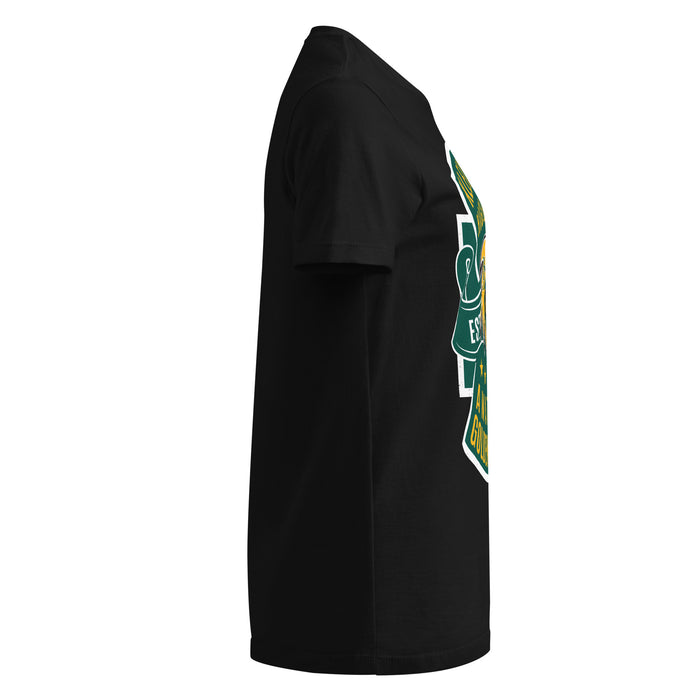 Side view of Klein Forest High School Golden Eagles Women's Black SoftStyle T-shirt 207