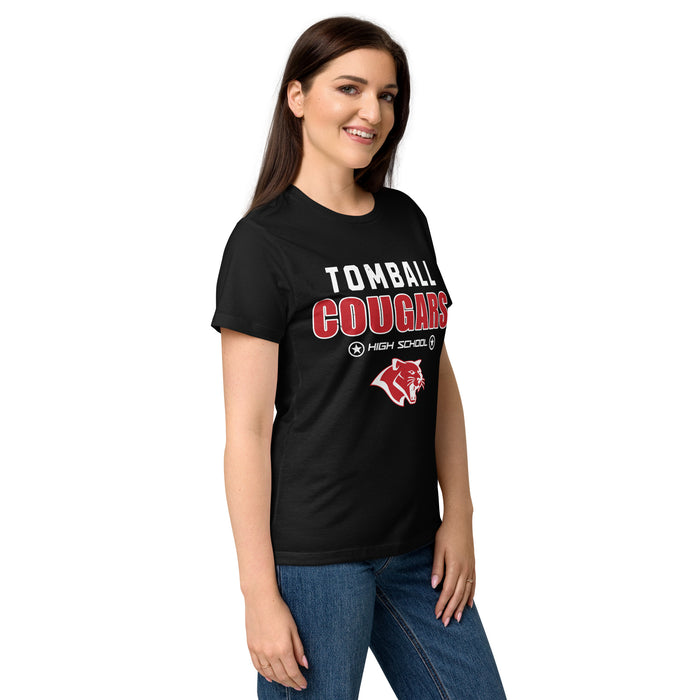Side view of Tomball High School Cougars Women's Black SoftStyle T-shirt 003