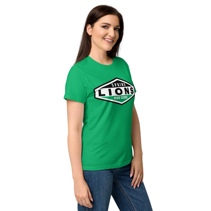 Side view of Spring High School Lions Women's Irish Green SoftStyle T-shirt 009