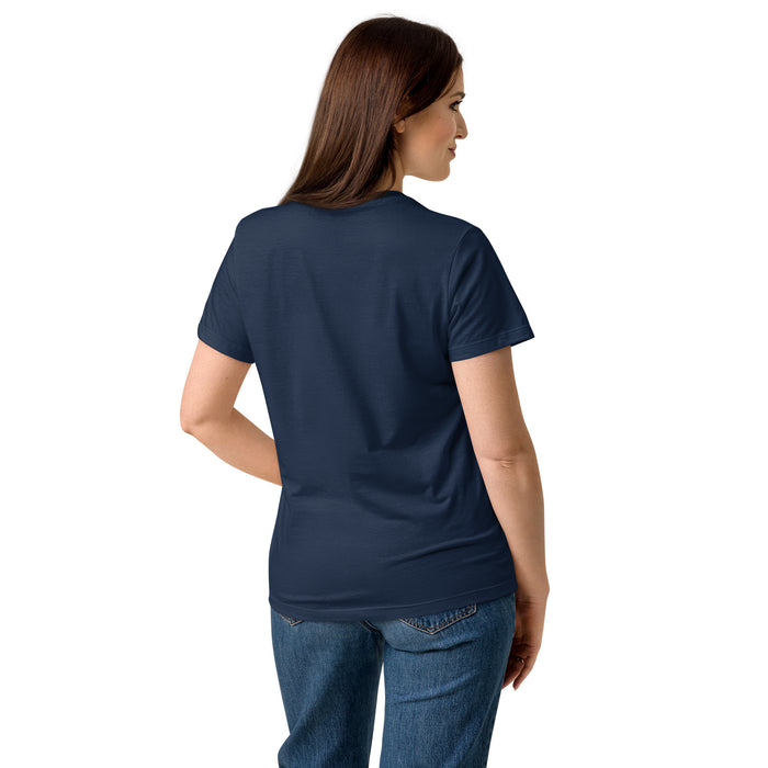 Back view of Nimitz High School Cougars Women's Navy Blue SoftStyle T-shirt 098