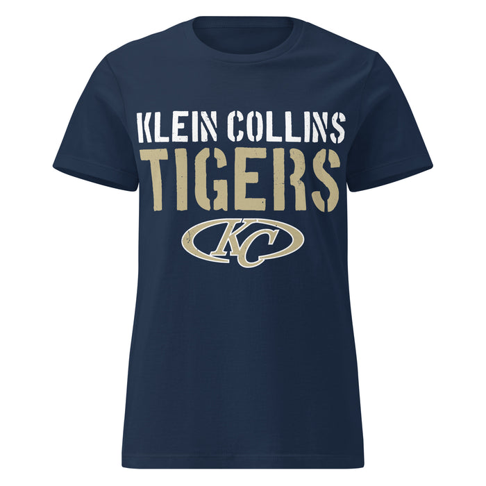 Klein Collins High School Tigers Women's Navy Blue SoftStyle T-shirt 017