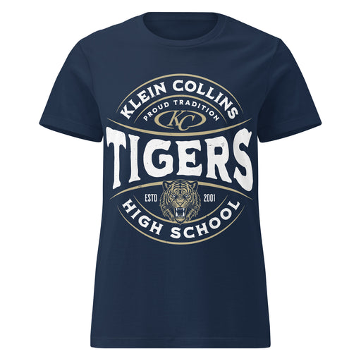 Klein Collins High School Tigers Women's Navy Blue SoftStyle T-shirt 218