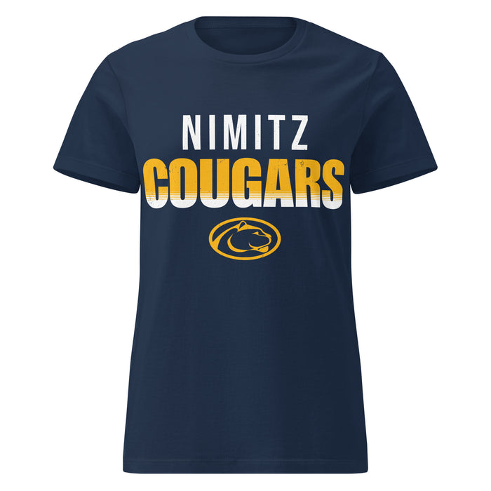 Nimitz High School Cougars Women's Navy Blue SoftStyle T-shirt 024