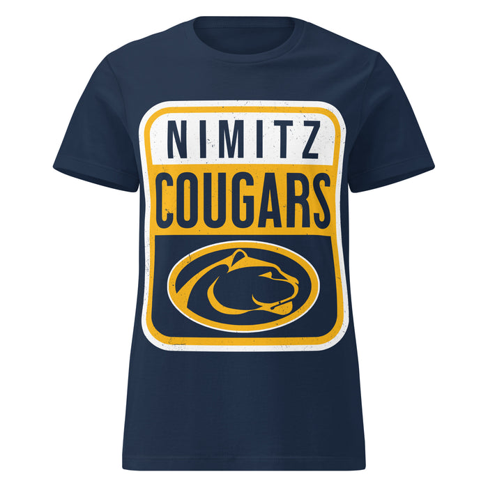 Nimitz High School Cougars Women's Navy Blue SoftStyle T-shirt 001