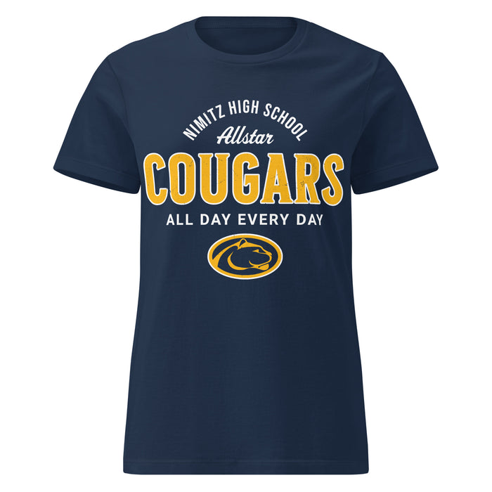 Nimitz High School Cougars Women's Navy Blue SoftStyle T-shirt 040