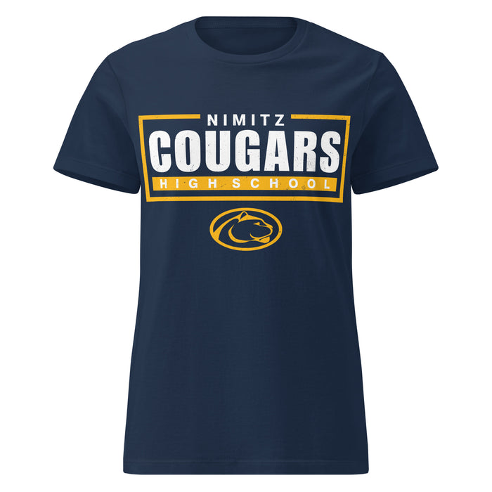 Nimitz High School Cougars Women's Navy Blue SoftStyle T-shirt 049