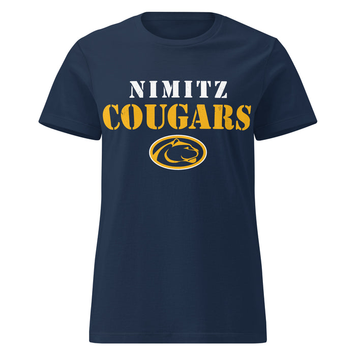 Nimitz High School Cougars Women's Navy Blue SoftStyle T-shirt 017