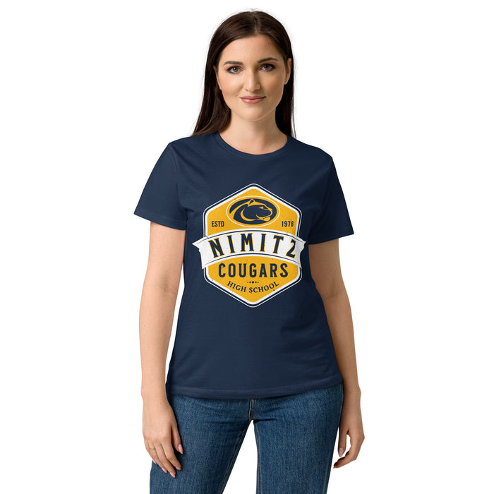 Front view of Nimitz High School Cougars Women's Navy Blue SoftStyle T-shirt 209