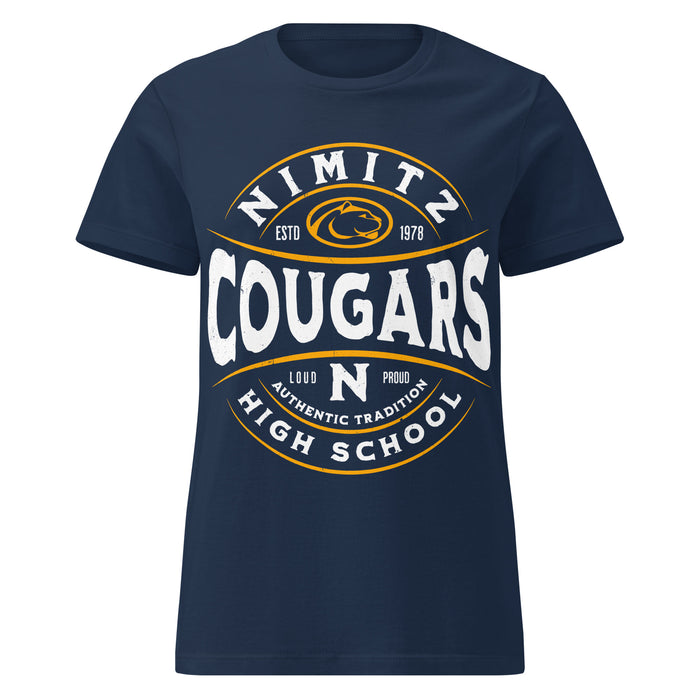 Nimitz High School Cougars Women's Navy Blue SoftStyle T-shirt 218