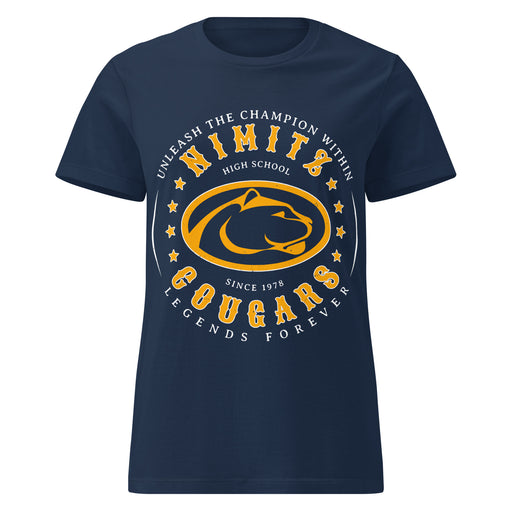 Nimitz High School Cougars Women's Navy Blue SoftStyle T-shirt 214