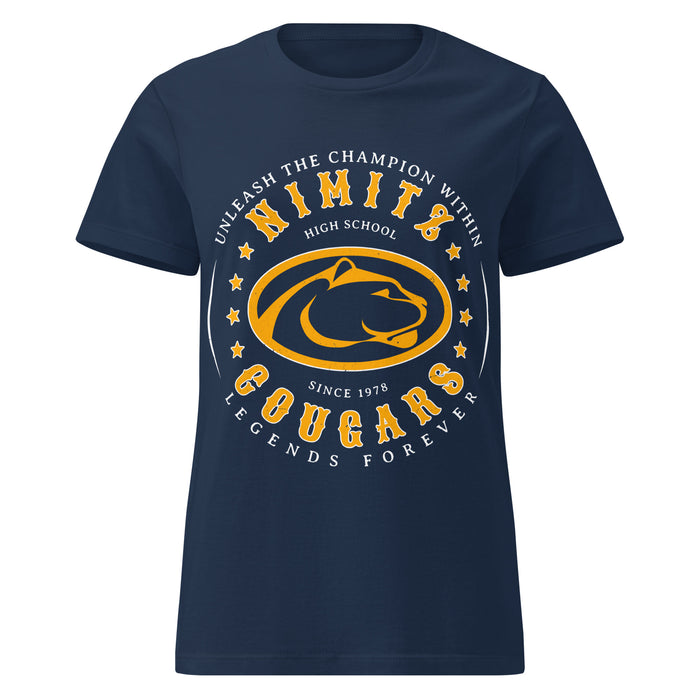 Nimitz High School Cougars Women's Navy Blue SoftStyle T-shirt 214