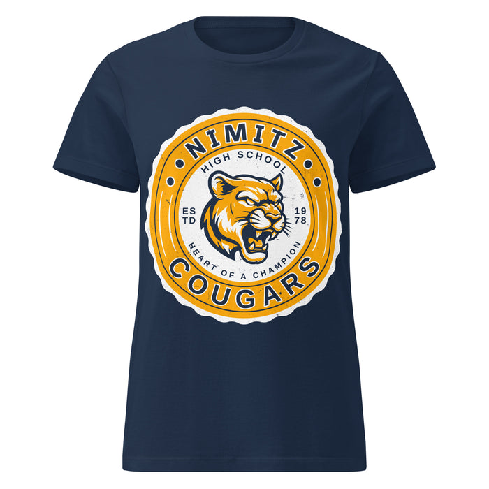 Nimitz High School Cougars Women's Navy Blue SoftStyle T-shirt 216