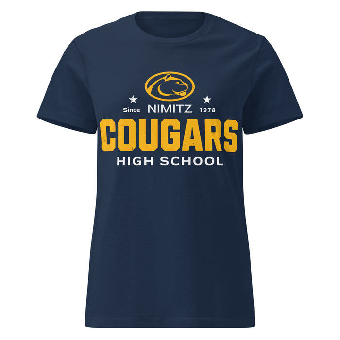 Nimitz High School Cougars Women's Navy Blue SoftStyle T-shirt 222