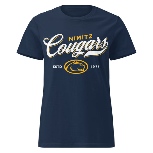 Nimitz High School Cougars Women's Navy Blue SoftStyle T-shirt 226