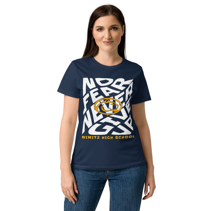 Front view of Nimitz High School Cougars Women's Navy Blue SoftStyle T-shirt 236