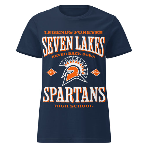 Seven Lakes High School Spartans Women's Navy Blue SoftStyle T-shirt 230