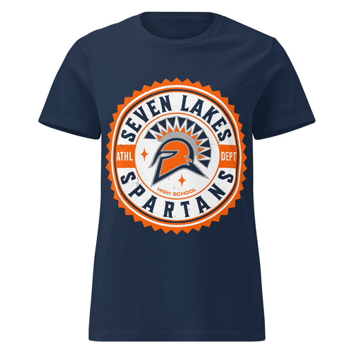 Seven Lakes High School Spartans Women's Navy Blue SoftStyle T-shirt 203