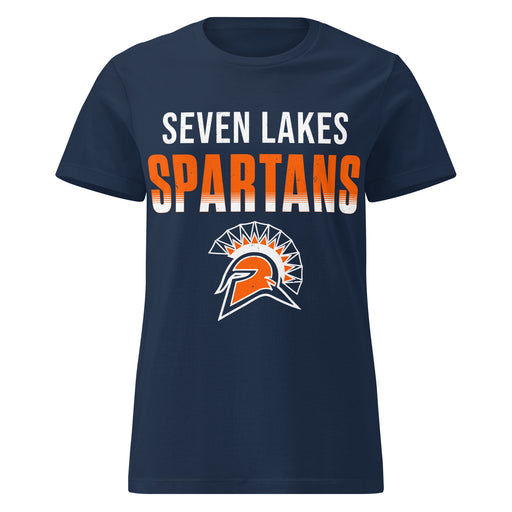 Seven Lakes High School Spartans Women's Navy Blue SoftStyle T-shirt 024