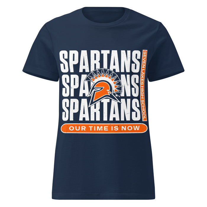 Seven Lakes High School Spartans Women's Navy Blue SoftStyle T-shirt 235