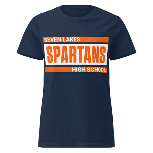 Seven Lakes High School Spartans Women's Navy Blue SoftStyle T-shirt 098