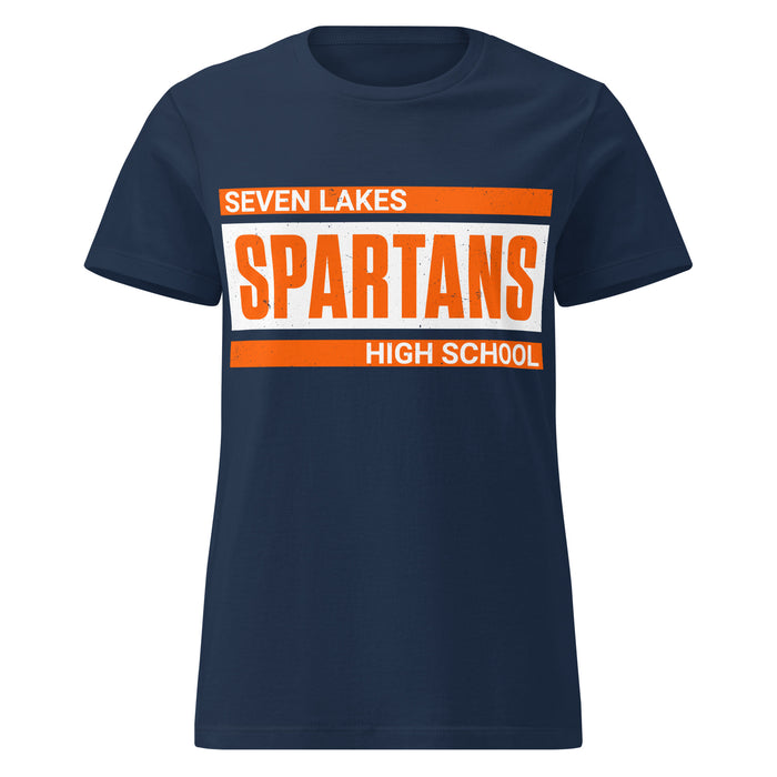 Seven Lakes High School Spartans Women's Navy Blue SoftStyle T-shirt 098