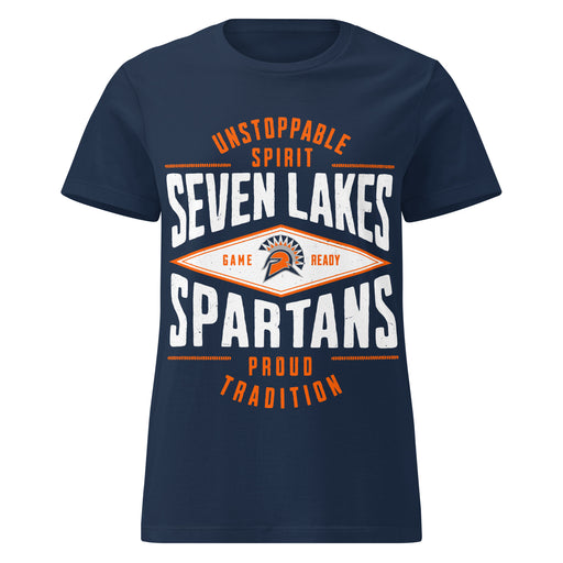 Seven Lakes High School Spartans Women's Navy Blue SoftStyle T-shirt 210
