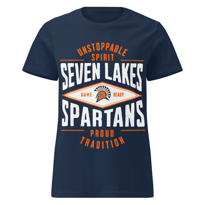 Seven Lakes High School Spartans Women's Navy Blue SoftStyle T-shirt 210