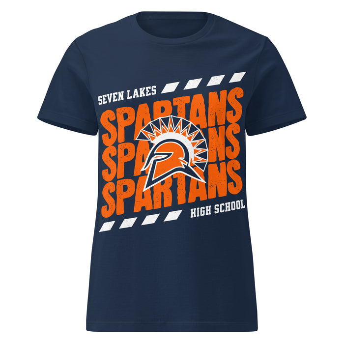 Seven Lakes High School Spartans Women's Navy Blue SoftStyle T-shirt 223
