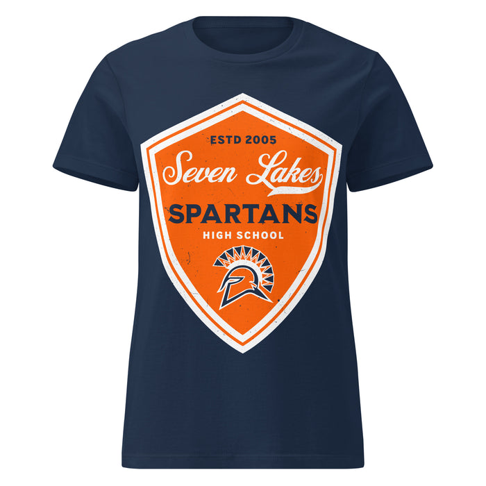 Seven Lakes High School Spartans Women's Navy Blue SoftStyle T-shirt 225