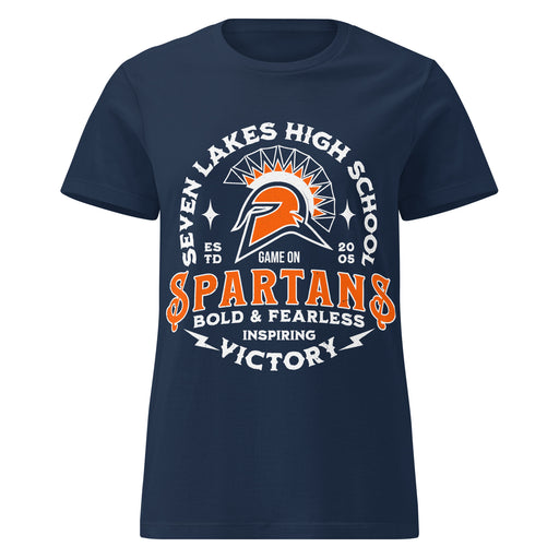 Seven Lakes High School Spartans Women's Navy Blue SoftStyle T-shirt 206