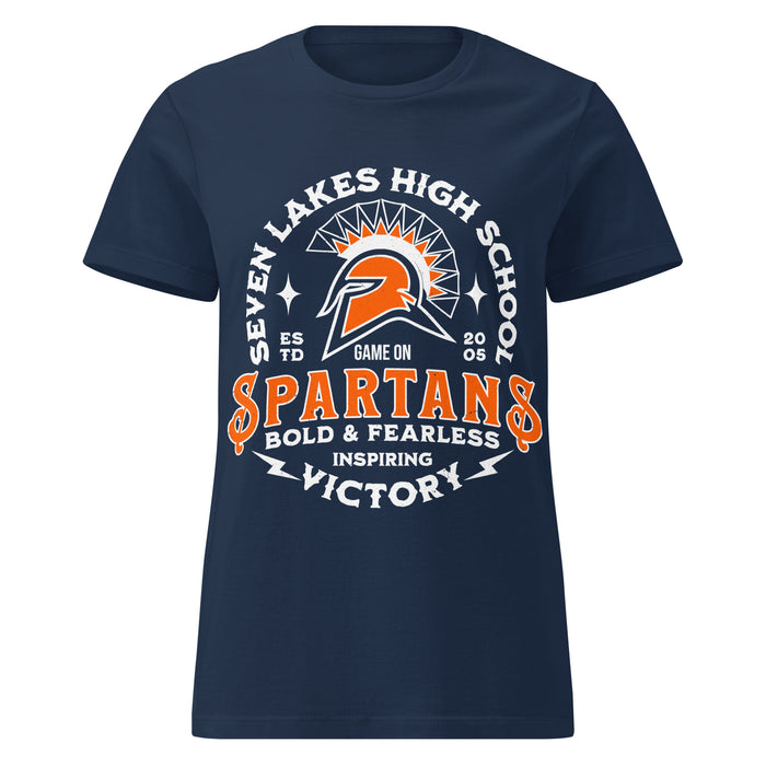 Seven Lakes High School Spartans Women's Navy Blue SoftStyle T-shirt 206