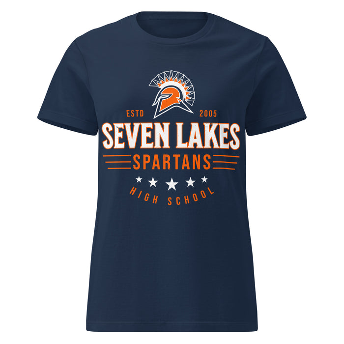 Seven Lakes High School Spartans Women's Navy Blue SoftStyle T-shirt 217