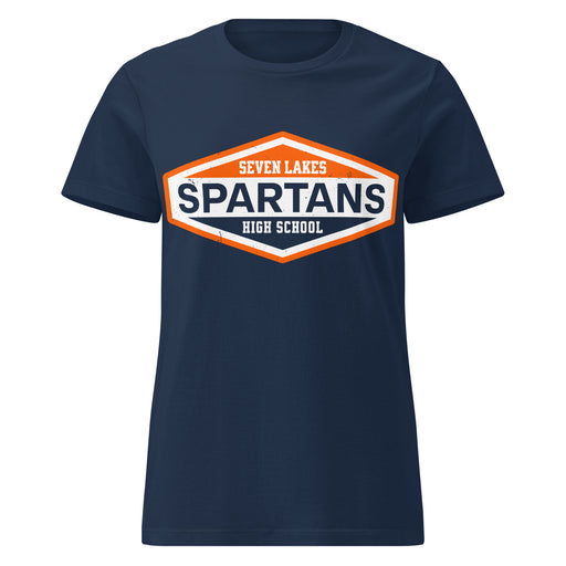 Seven Lakes High School Spartans Women's Navy Blue SoftStyle T-shirt 009