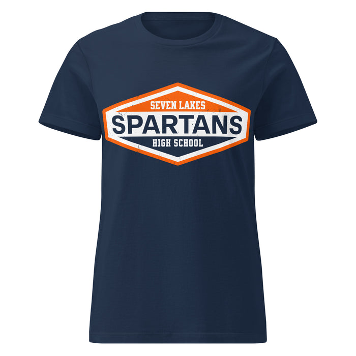 Seven Lakes High School Spartans Women's Navy Blue SoftStyle T-shirt 009