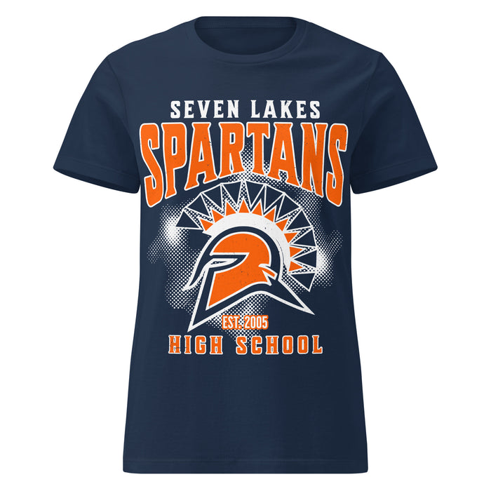 Seven Lakes High School Spartans Women's Navy Blue SoftStyle T-shirt 213