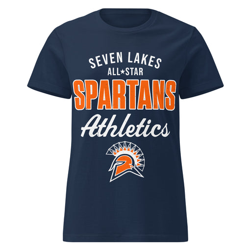 Seven Lakes High School Spartans Women's Navy Blue SoftStyle T-shirt 034