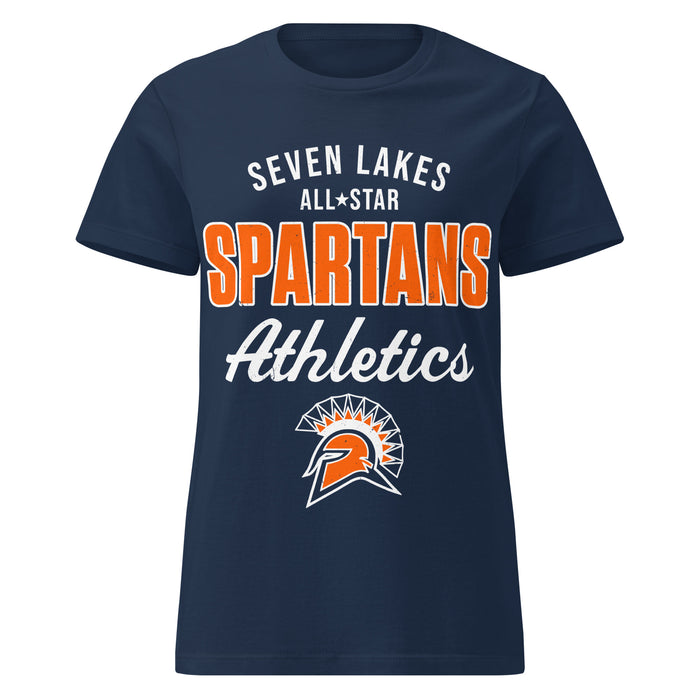 Seven Lakes High School Spartans Women's Navy Blue SoftStyle T-shirt 034