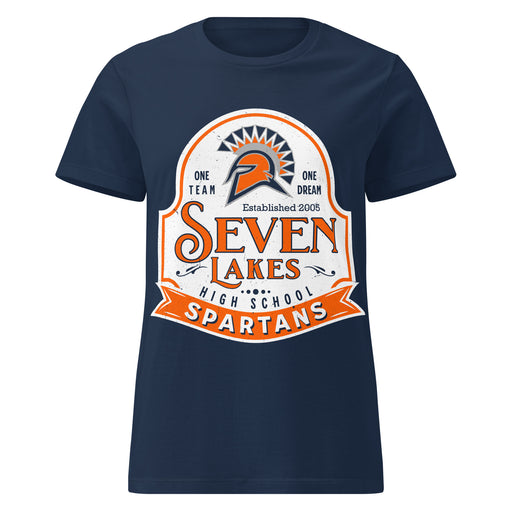 Seven Lakes High School Spartans Women's Navy Blue SoftStyle T-shirt 219