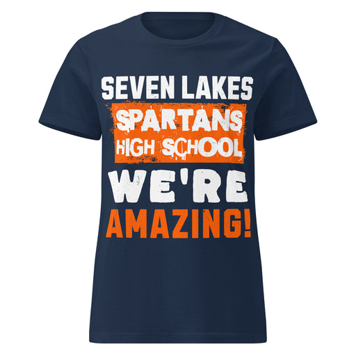 Seven Lakes High School Spartans Women's Navy Blue SoftStyle T-shirt 231