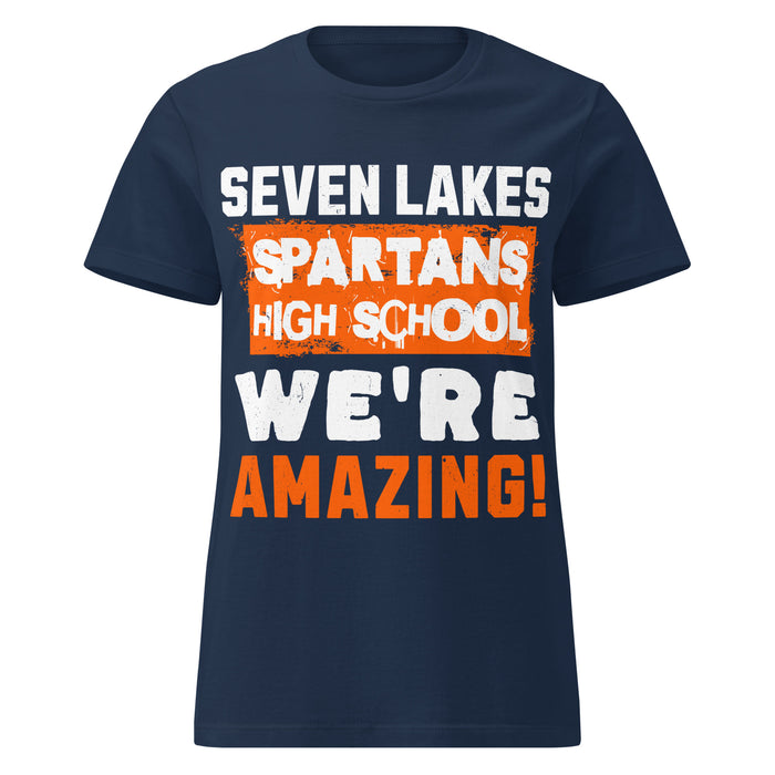 Seven Lakes High School Spartans Women's Navy Blue SoftStyle T-shirt 231