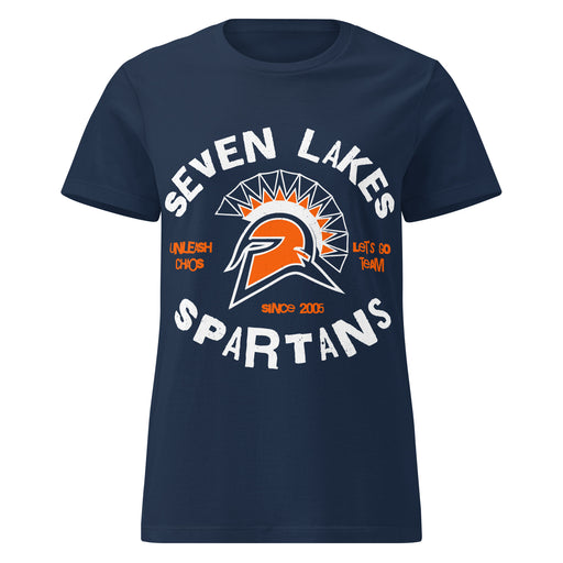 Seven Lakes High School Spartans Women's Navy Blue SoftStyle T-shirt 228
