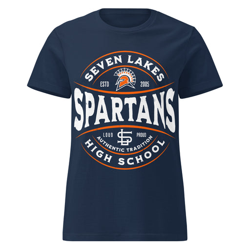 Seven Lakes High School Spartans Women's Navy Blue SoftStyle T-shirt 218